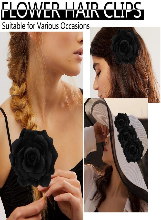 Atoden Black Rose Hair Clip - Flower Rose Clips & Floral Hair Pins for Women & Girls - Mexican Decorative Headpieces for Halloween & Cosplay - Image 5